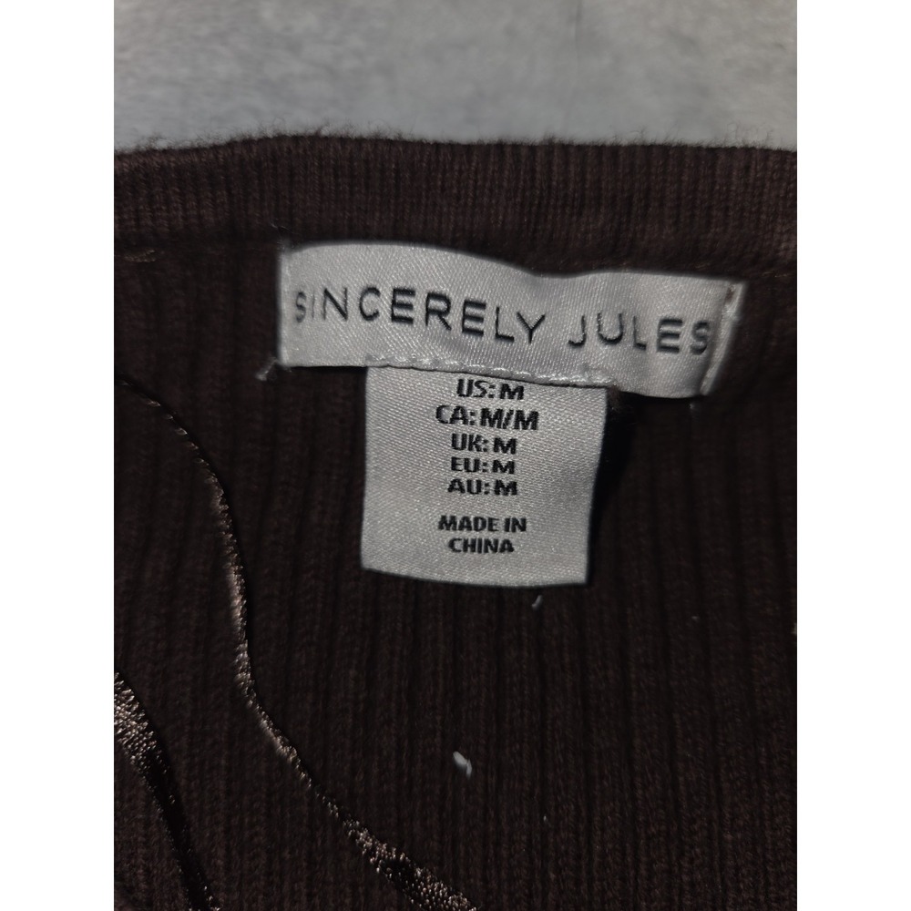 094 Sincerely Jules Rib Knit Tie Front Sweater Vest Brown Sleeveless Women's M - Picture 10 of 10
